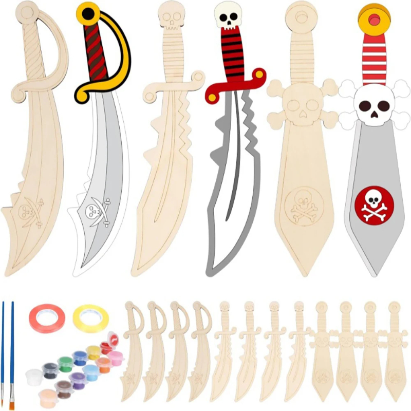 16pcs Kids Wooden Pirate Theme - Cosplay Prop Painting recension och pris
