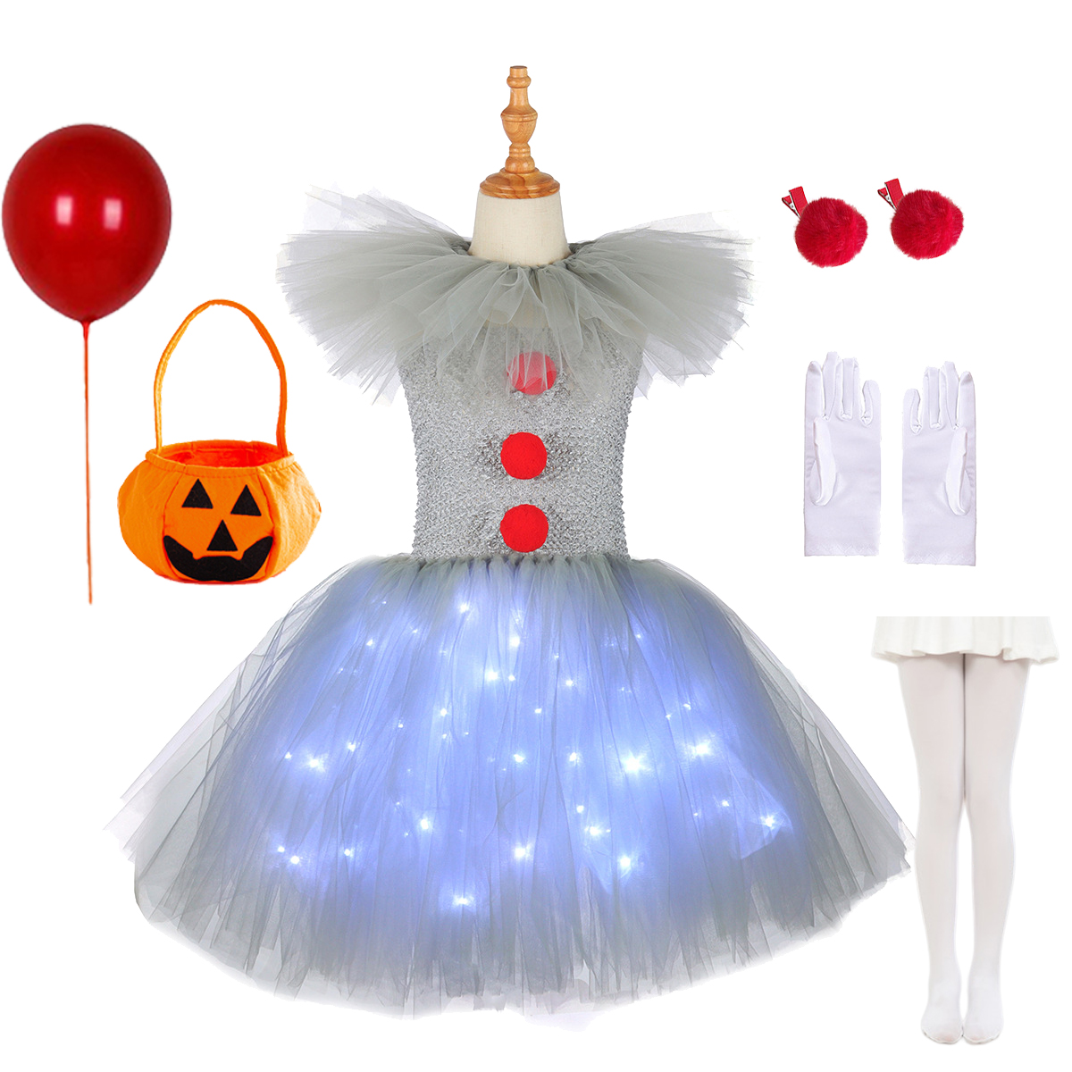 Gray Joker Girls Halloween LED - Cosplay Prop Bow recension och pris