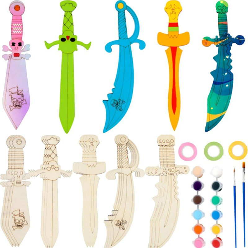 16pcs Wooden Swords Set Unfini - Cosplay Prop Painting recension och pris