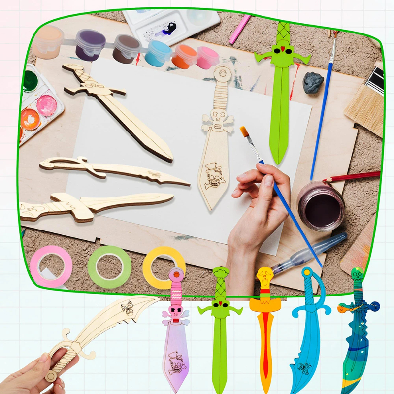 16pcs Wooden Swords Set Unfini - Cosplay Prop Painting recension och pris